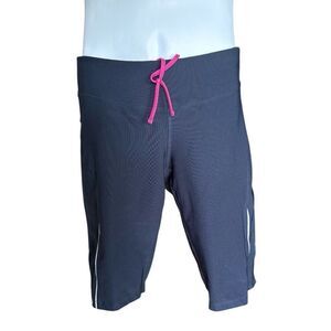 Womens Lucy Tech Activewear Navy Blue Bermuda Shorts - Sz M